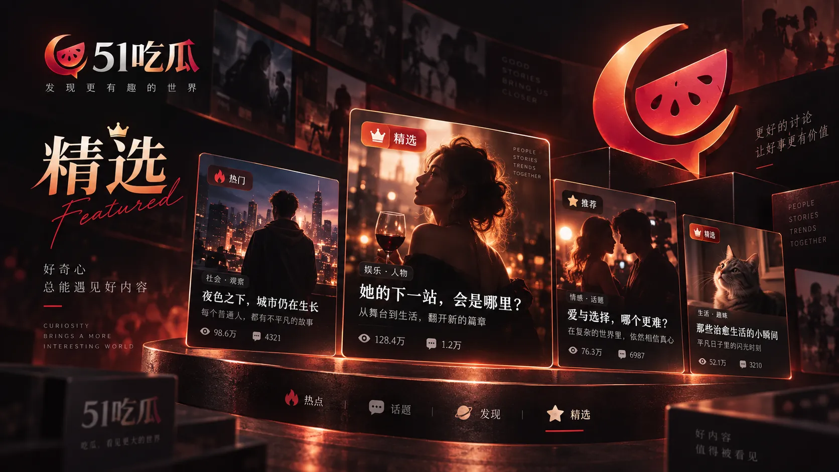 热点内容聚合与短片浏览示意